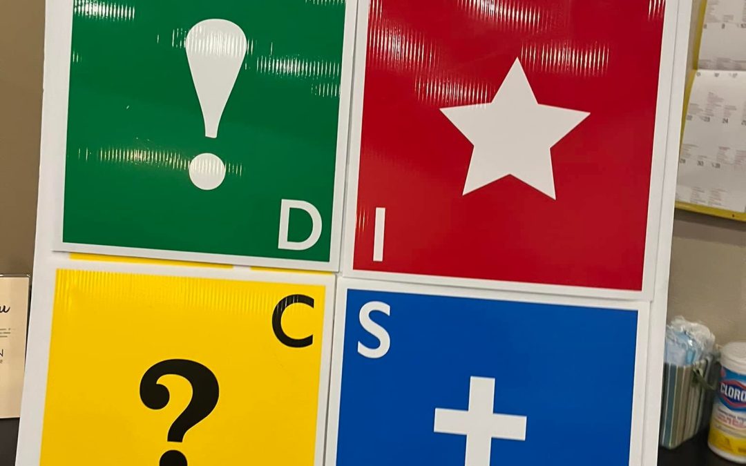 Metamorphosis CCT's DISC Poster Board with the Four Colors Depicting Disc Personality Styles